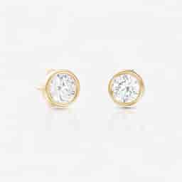 14kt Yellow Gold 0.25 CTW Round Lab-Grown Diamond Bezel Set Solitaire Stud Earrings