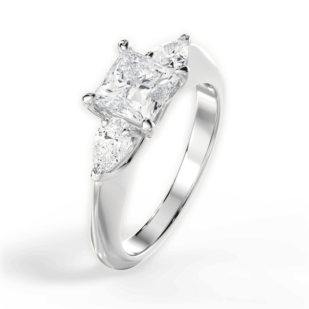 14kt White Gold/18kt White Gold/Platinum/princess/perspective