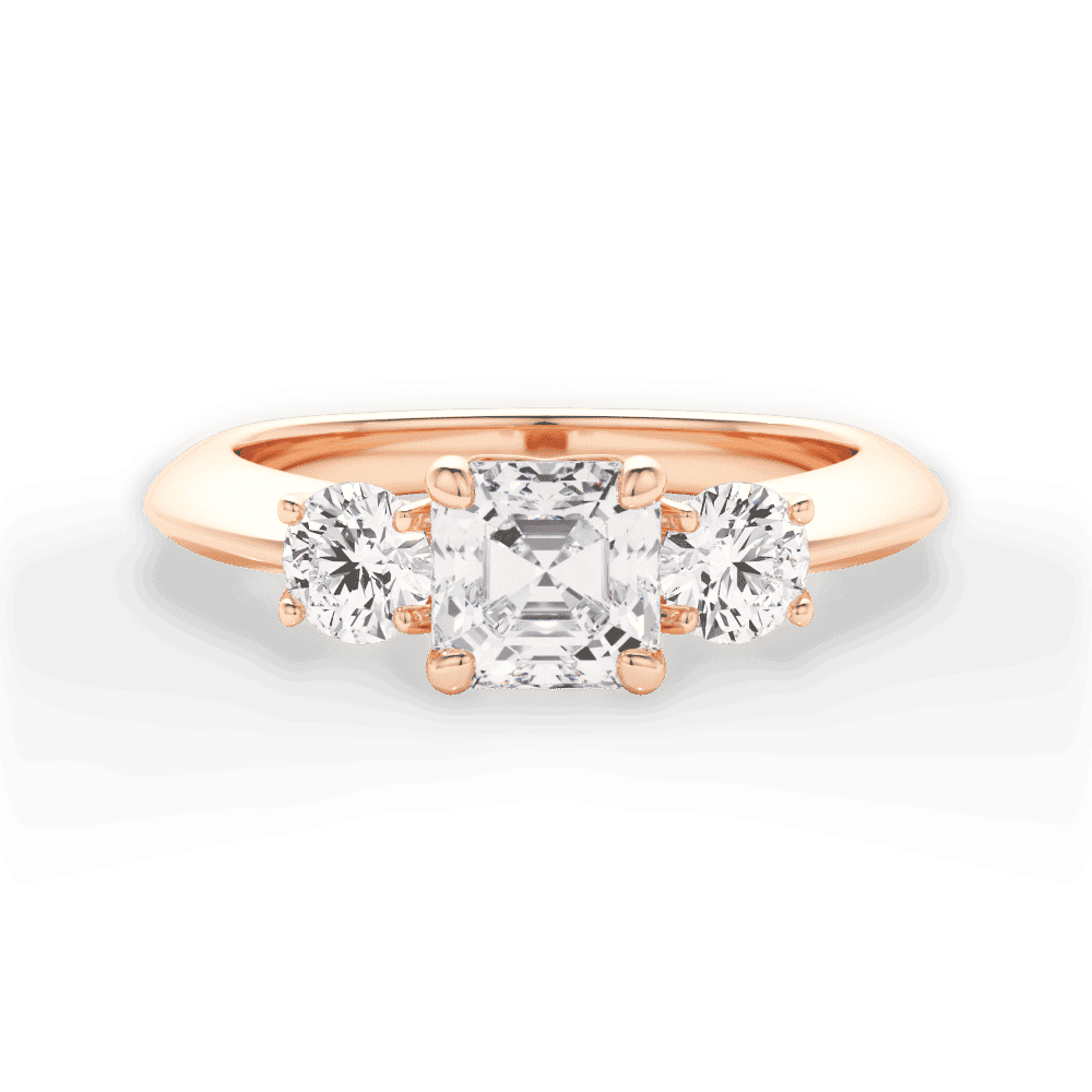 14kt Rose Gold/18kt Rose Gold/asscher/top