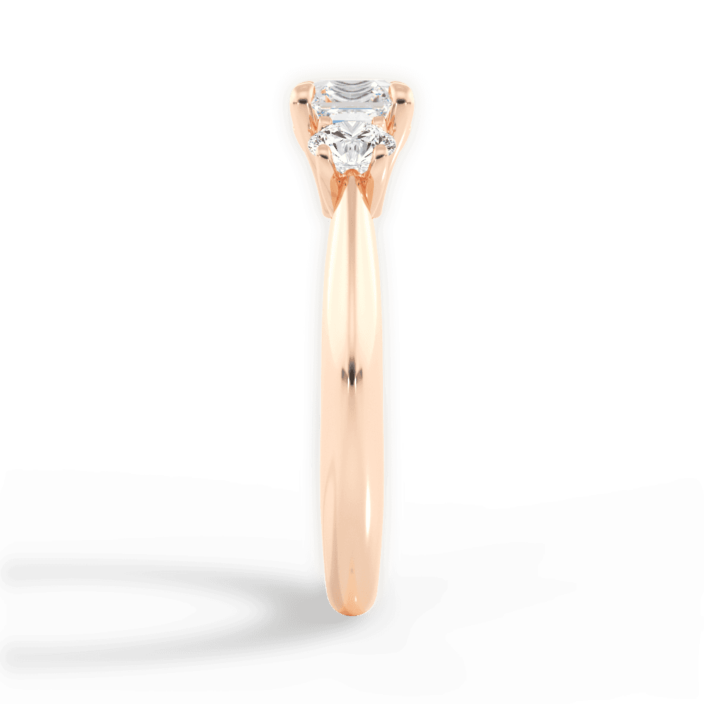14kt Rose Gold/18kt Rose Gold/asscher/side