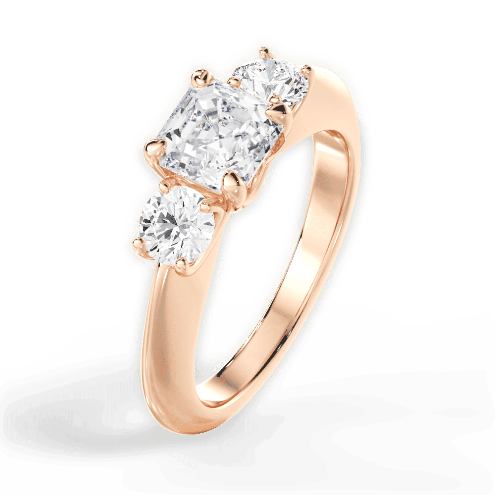 14kt Rose Gold/18kt Rose Gold/asscher/perspective