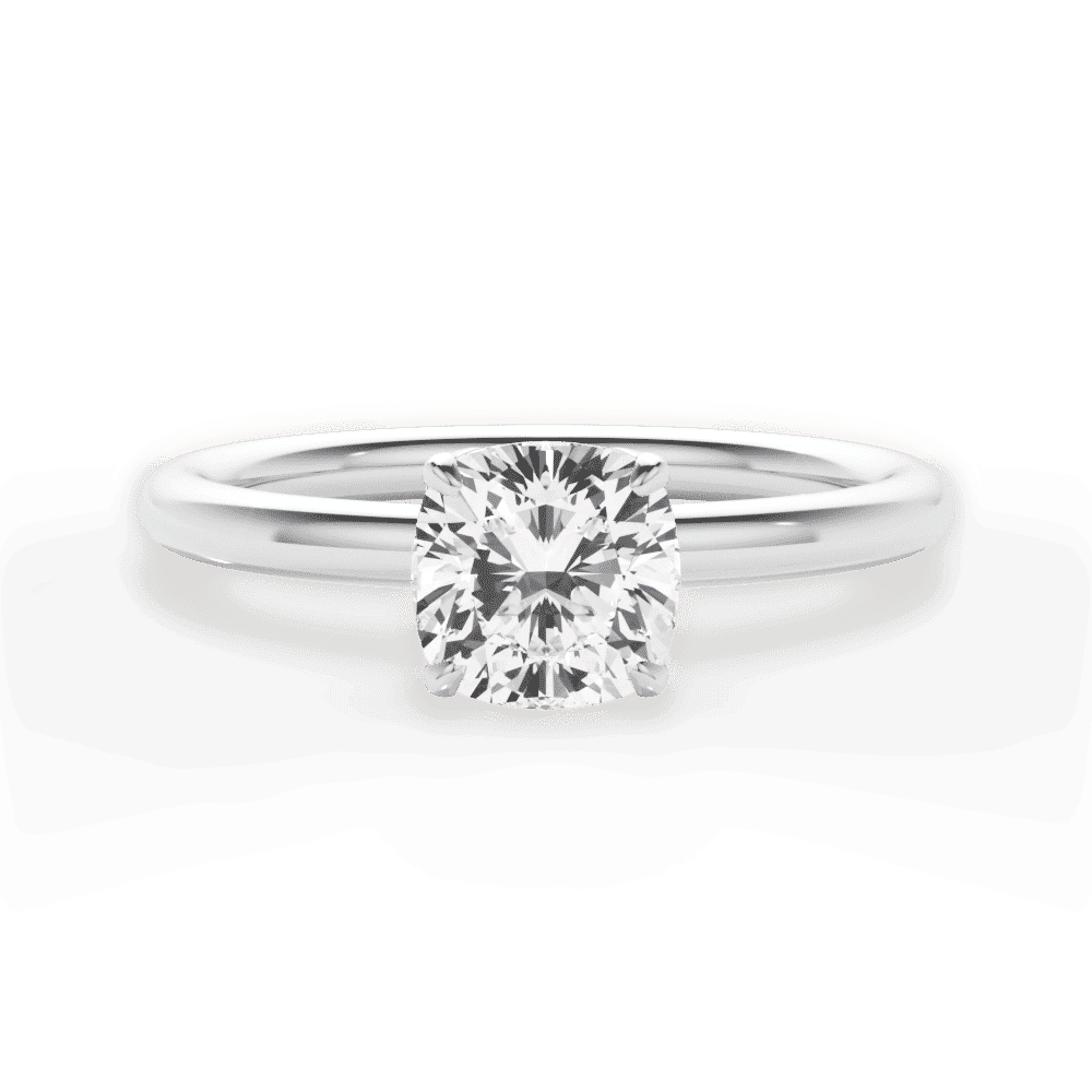 14kt White Gold/18kt White Gold/Platinum/cushion/top