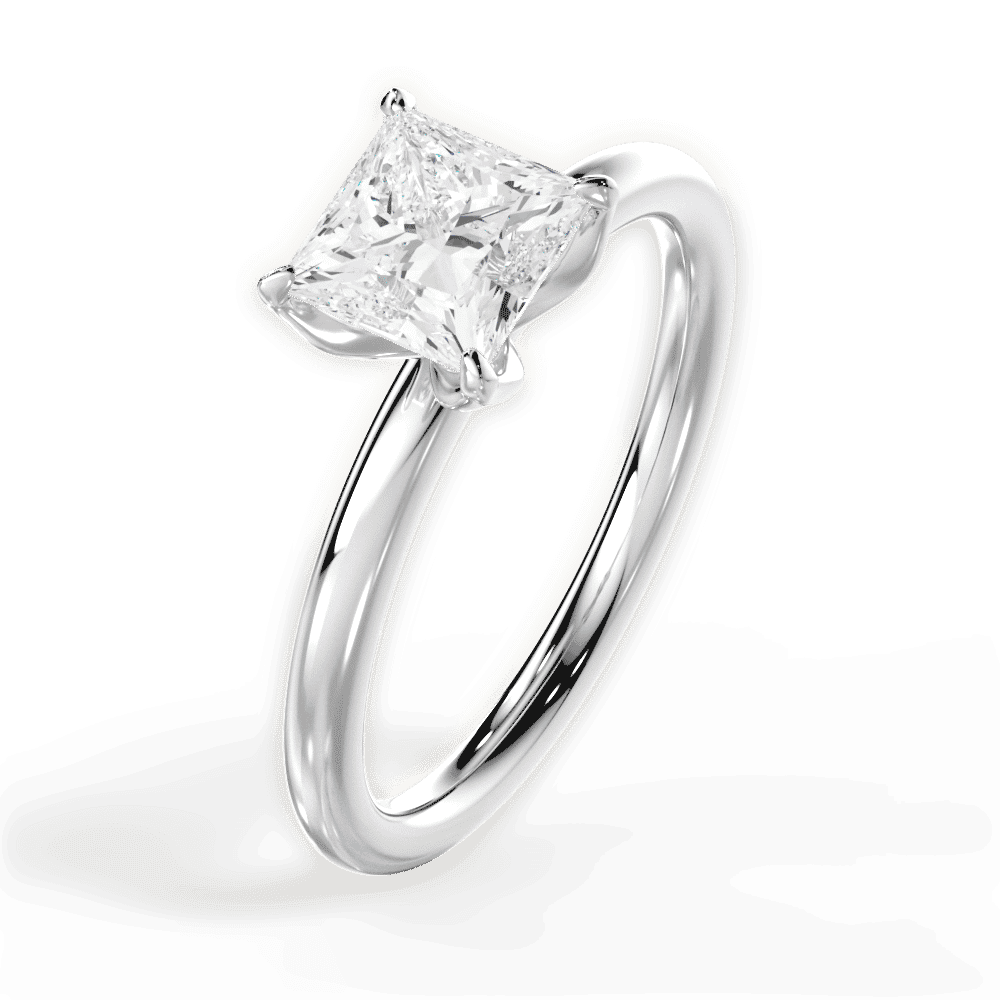 14kt White Gold/18kt White Gold/Platinum/princess/perspective