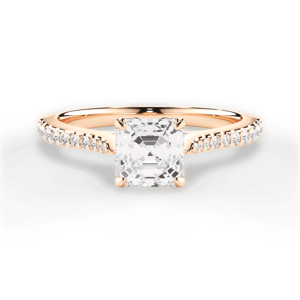 14kt Rose Gold/18kt Rose Gold/asscher/top