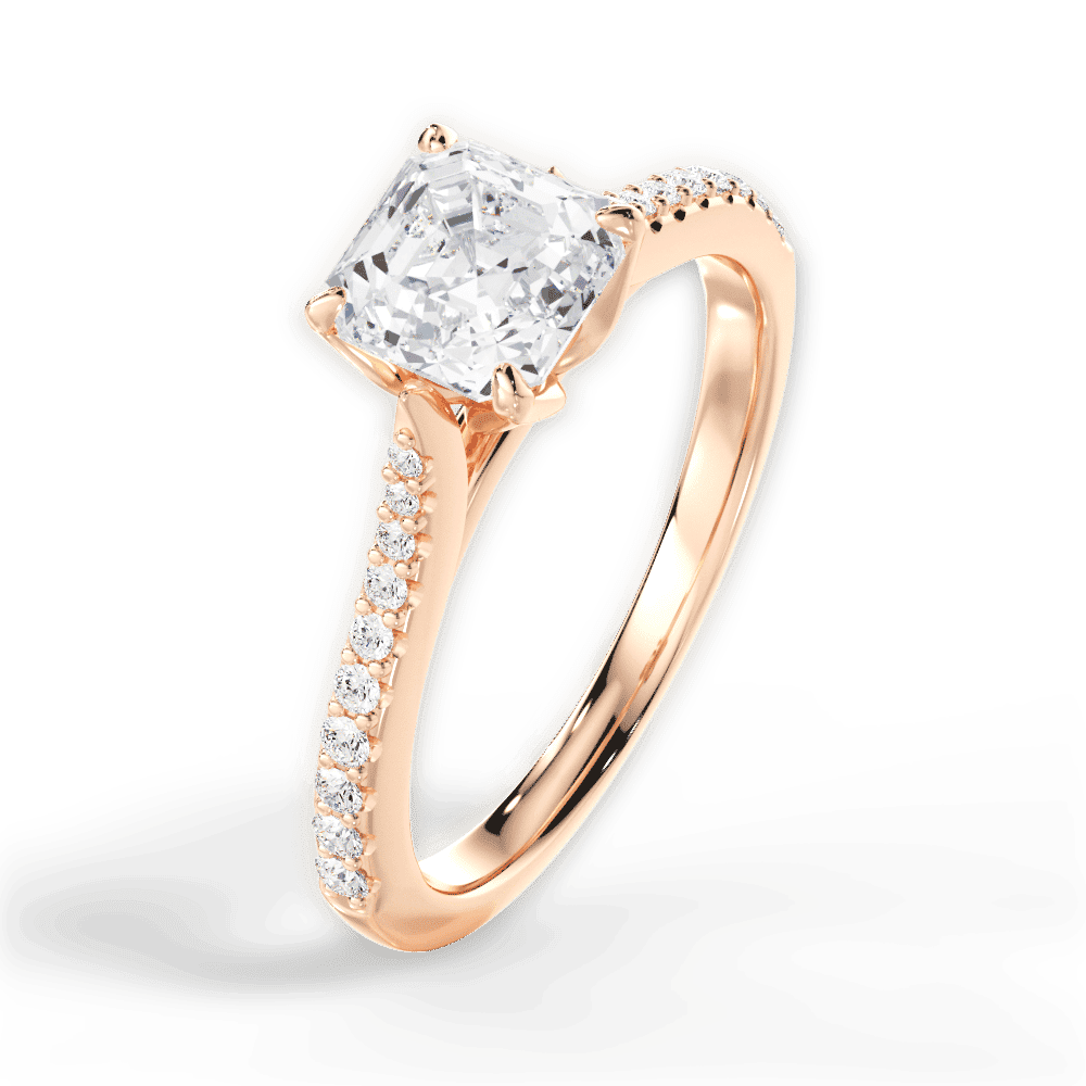14kt Rose Gold/18kt Rose Gold/asscher/perspective