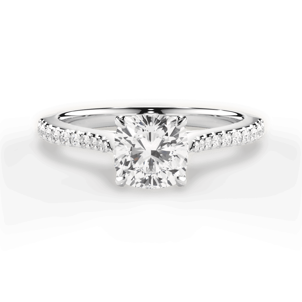 14kt White Gold/18kt White Gold/Platinum/cushion/top