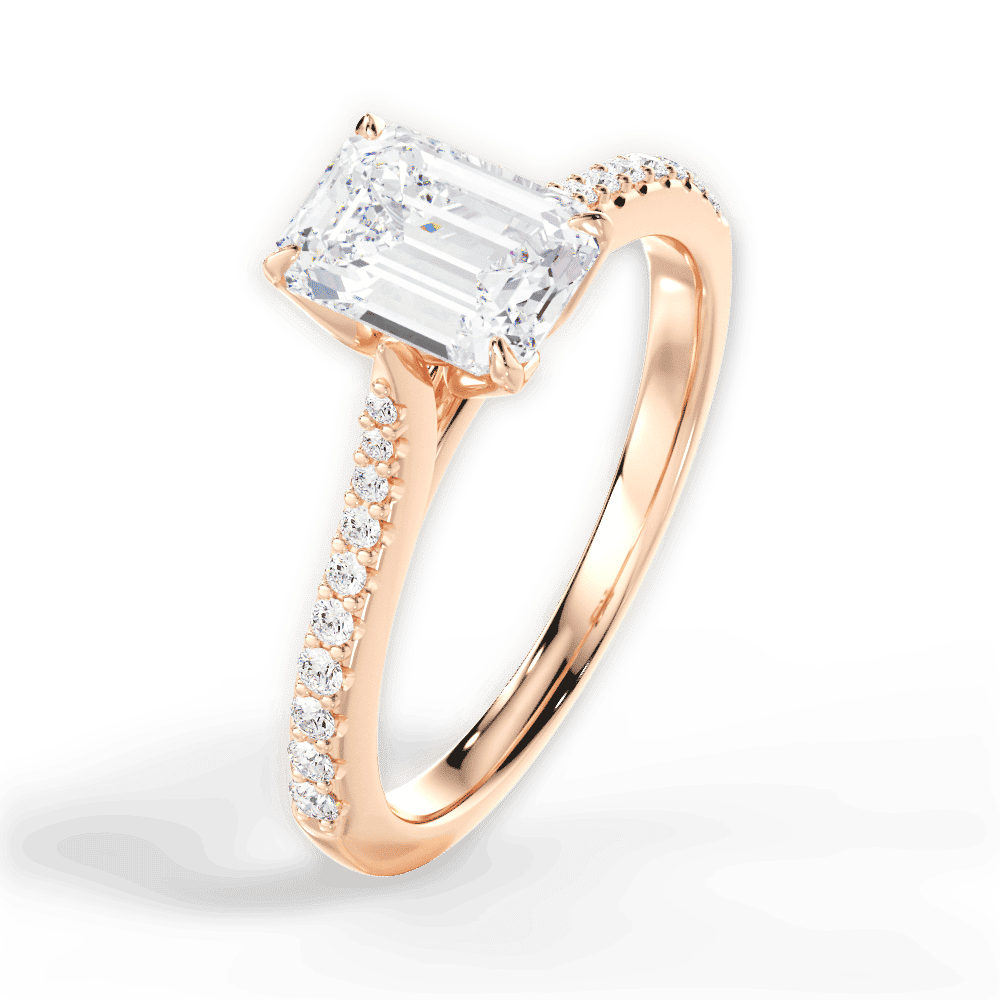 14kt Rose Gold/18kt Rose Gold/emerald/perspective