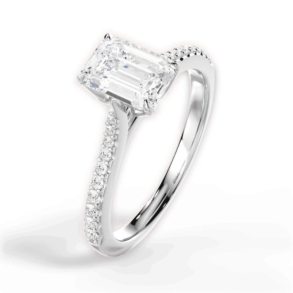14kt White Gold/18kt White Gold/Platinum/emerald/perspective