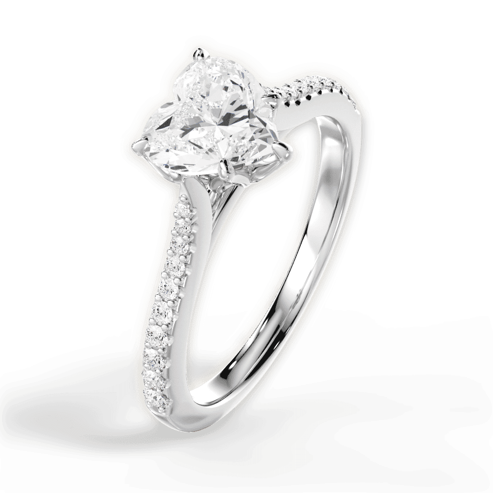 14kt White Gold/18kt White Gold/Platinum/heart/perspective