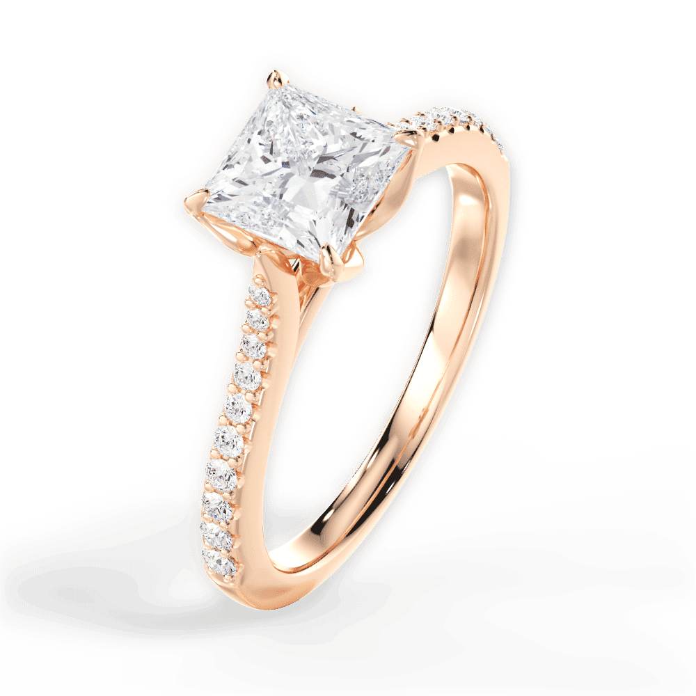 14kt Rose Gold/18kt Rose Gold/princess/perspective