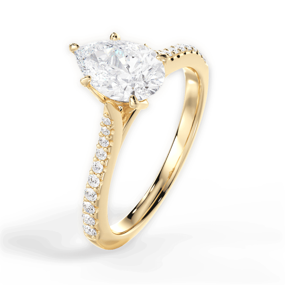 14kt Yellow Gold/18kt Yellow Gold/pear/perspective