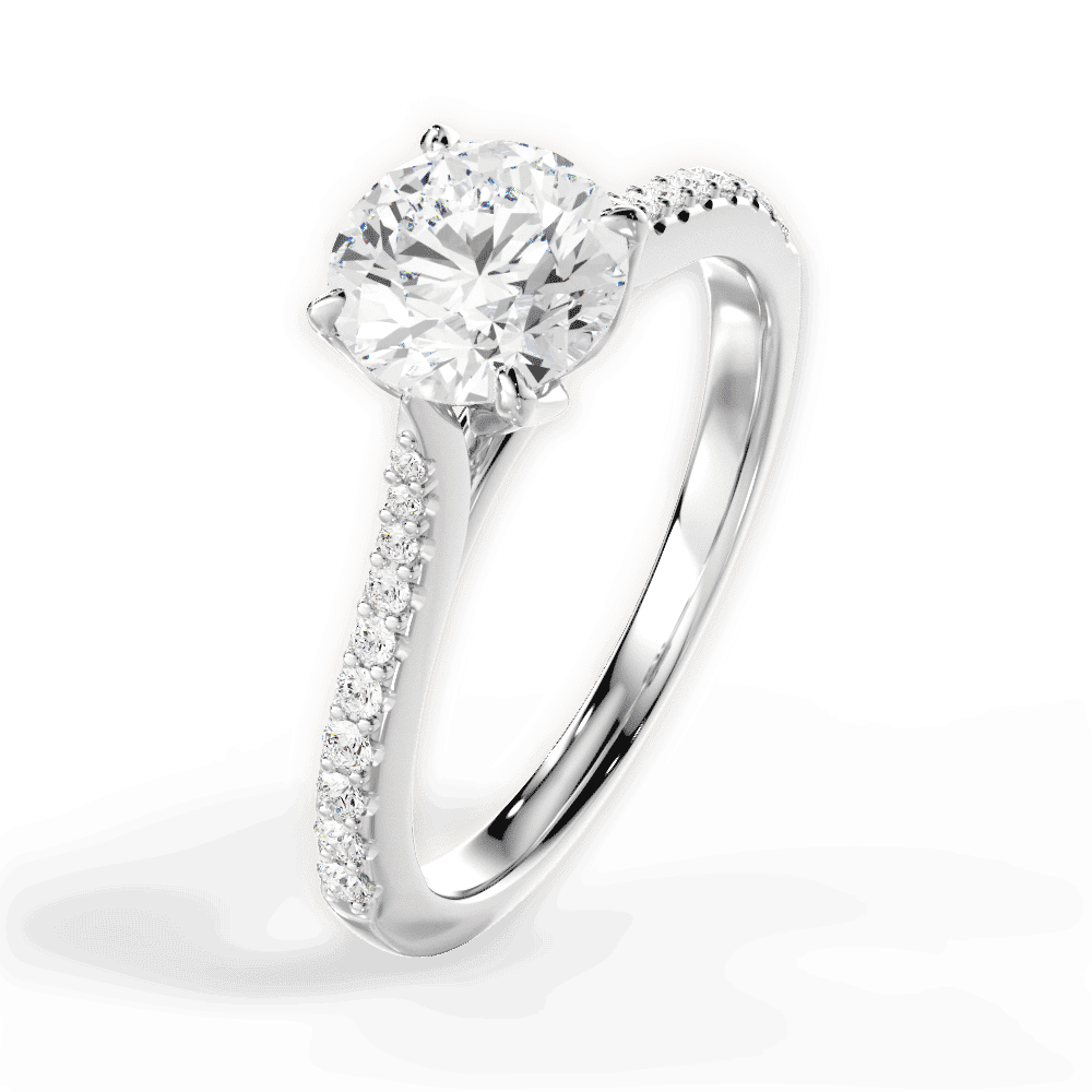 14kt White Gold/18kt White Gold/Platinum/round/perspective