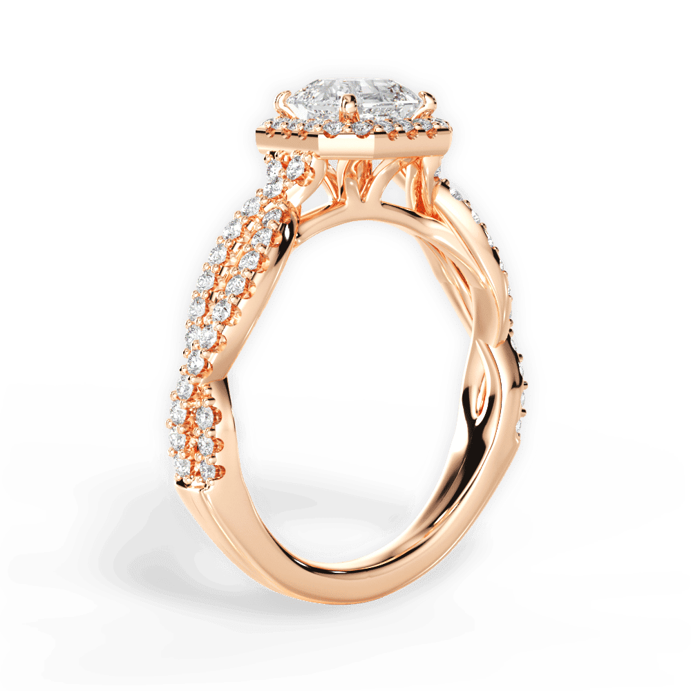 14kt Rose Gold/18kt Rose Gold/asscher/front