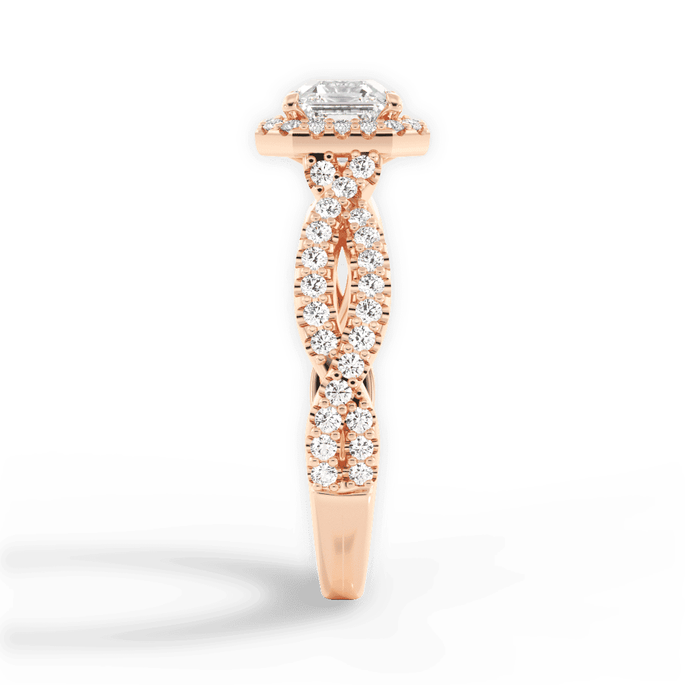14kt Rose Gold/18kt Rose Gold/asscher/side