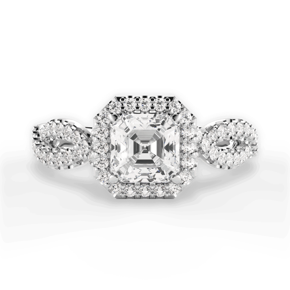 14kt White Gold/18kt White Gold/Platinum/asscher/top