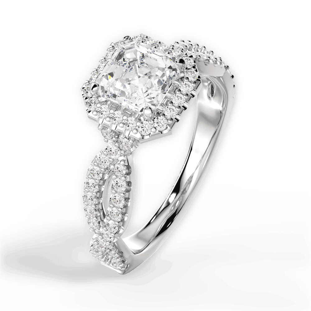 14kt White Gold/18kt White Gold/Platinum/asscher/perspective