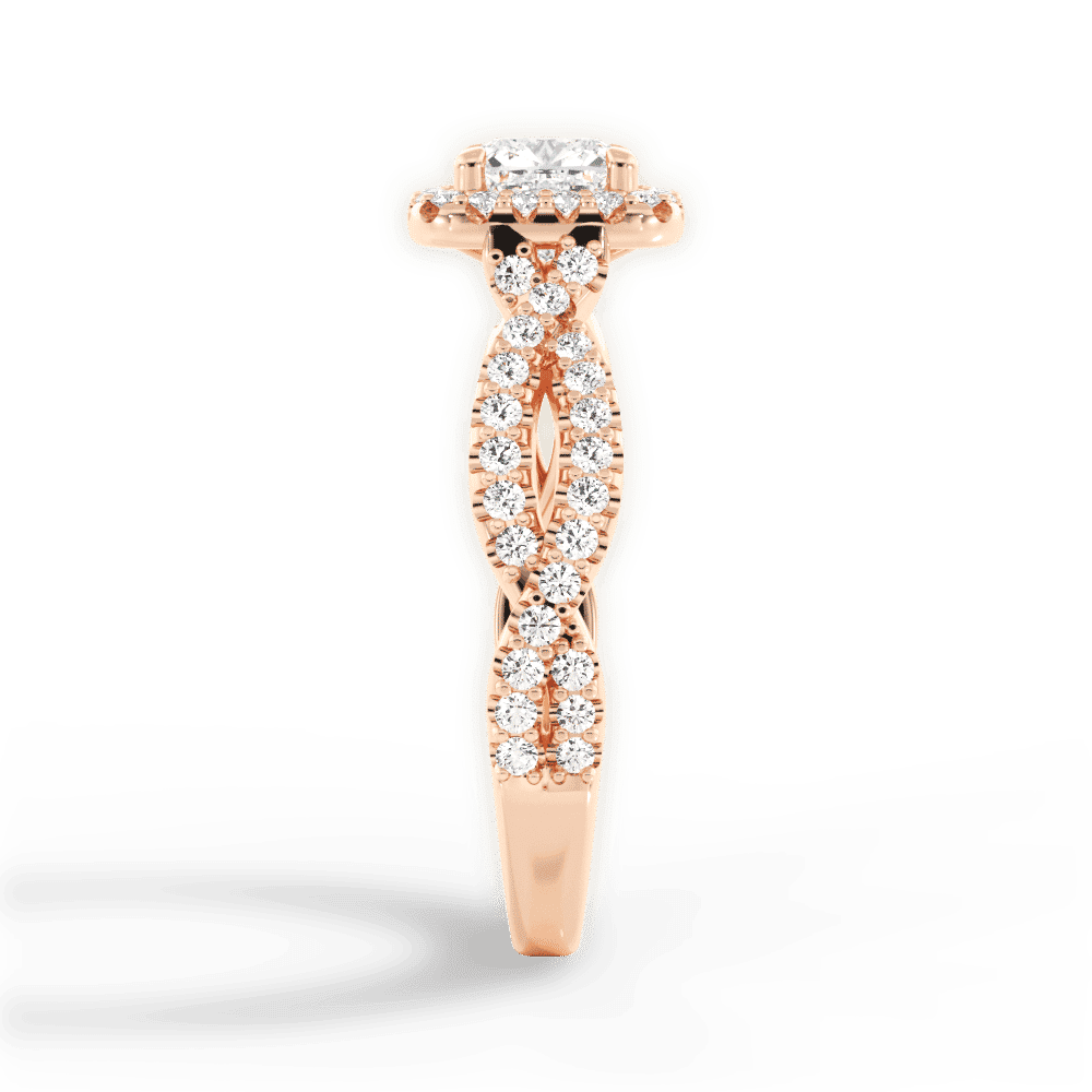 14kt Rose Gold/18kt Rose Gold/cushion/side