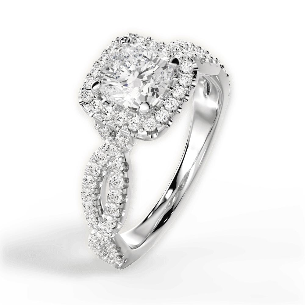 14kt White Gold/18kt White Gold/Platinum/cushion/perspective