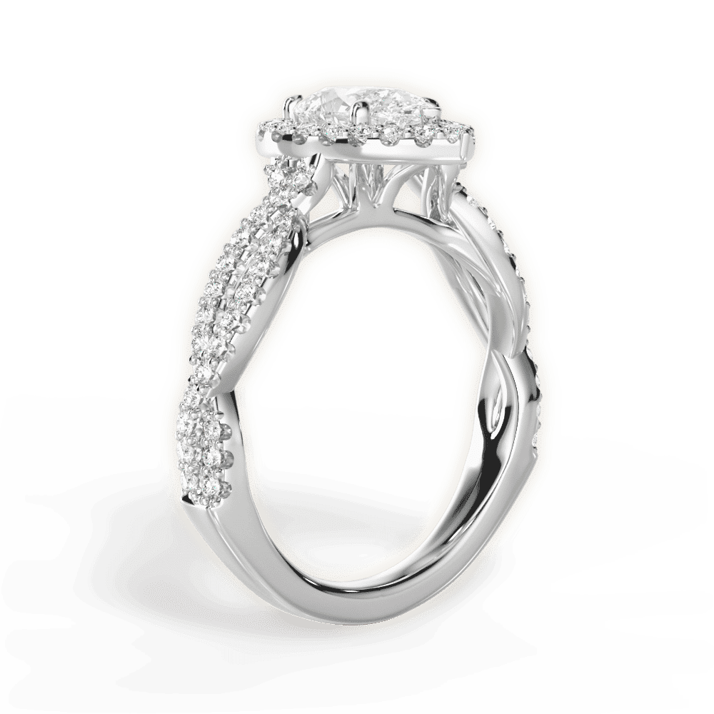 14kt White Gold/18kt White Gold/Platinum/pear/side