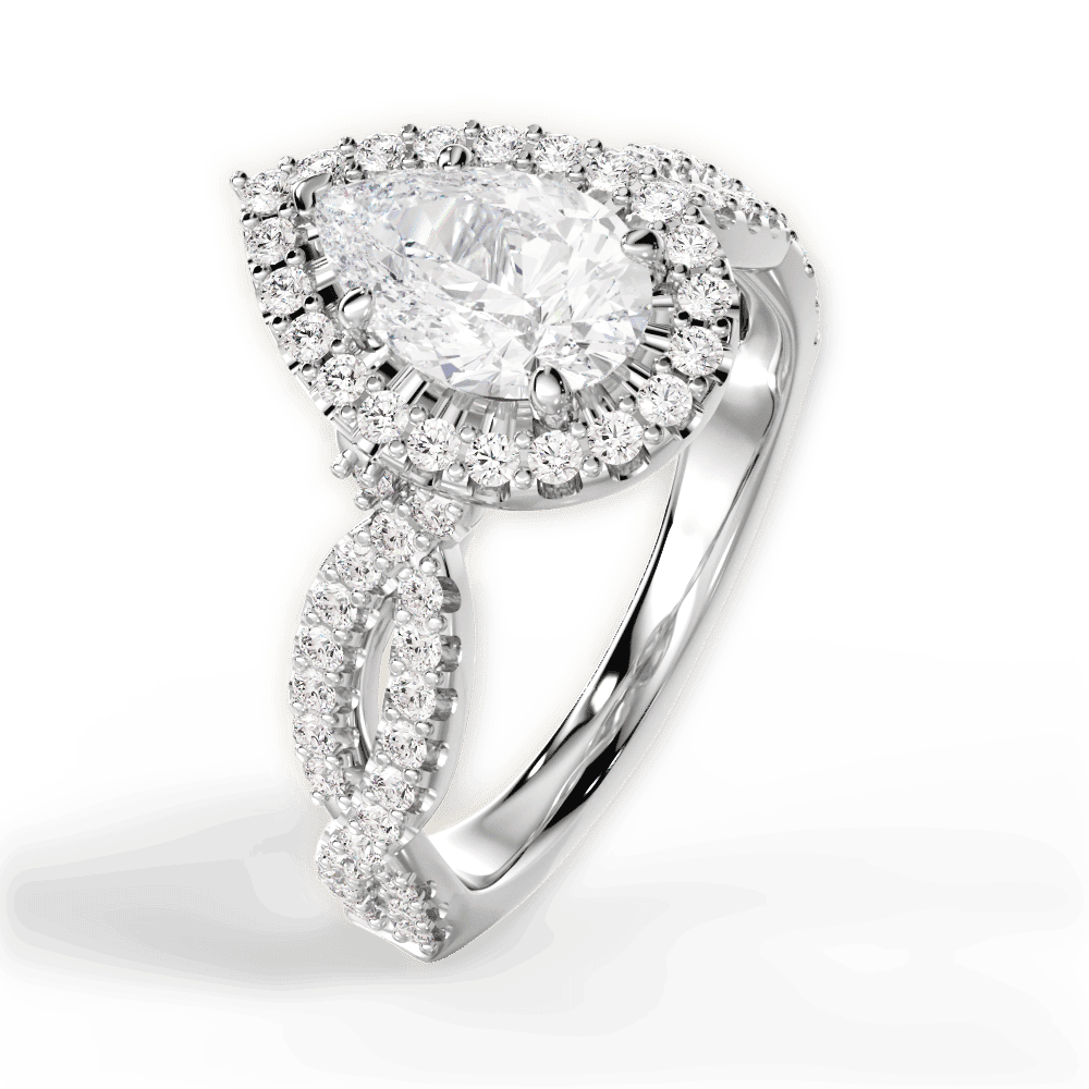 14kt White Gold/18kt White Gold/Platinum/pear/front