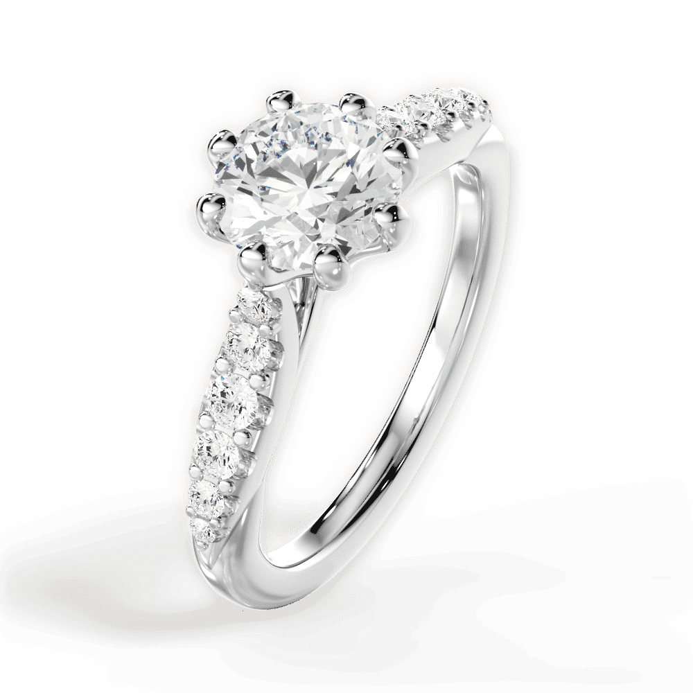 14kt White Gold/18kt White Gold/Platinum/round/perspective