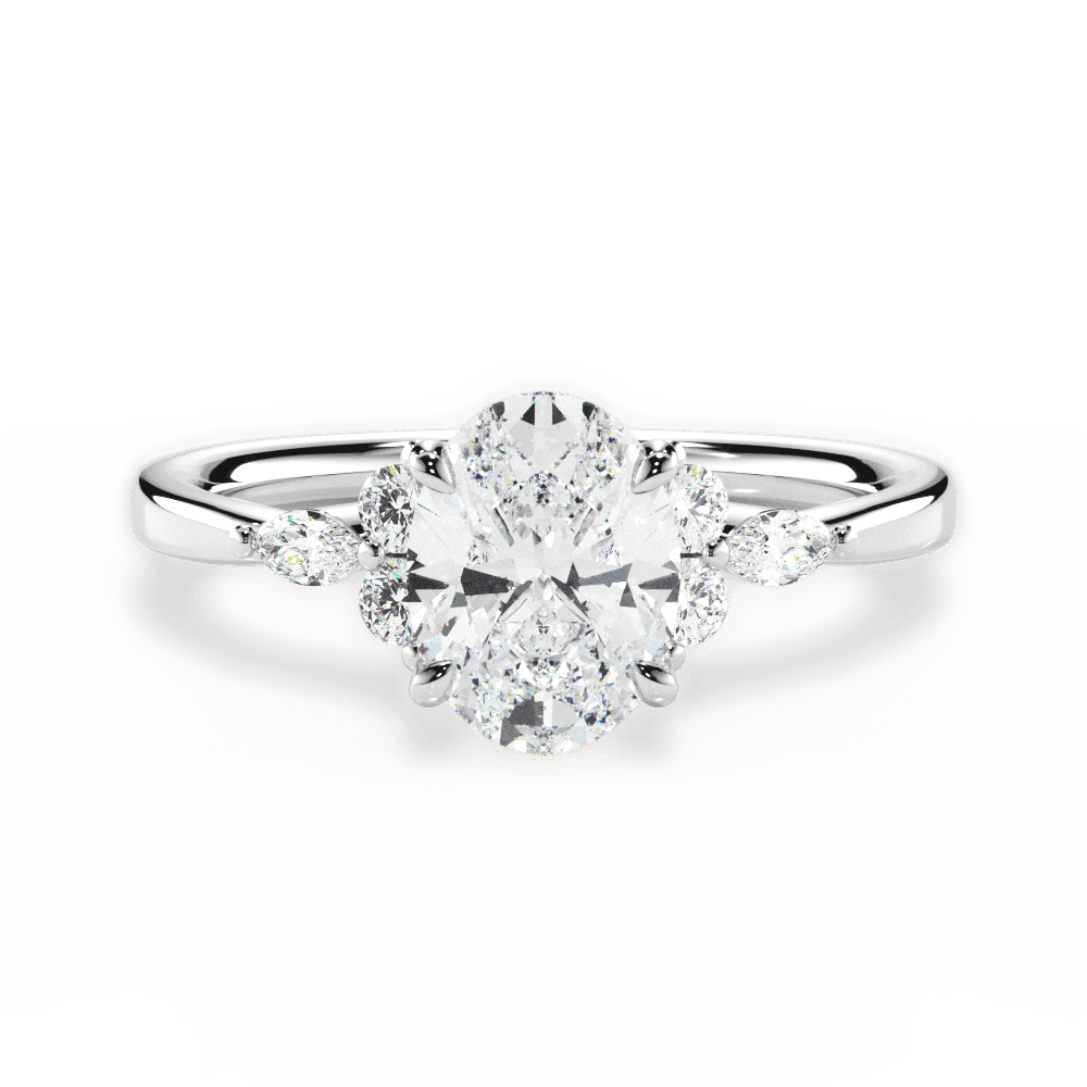 14kt White Gold/18kt White Gold/Platinum/oval/top
