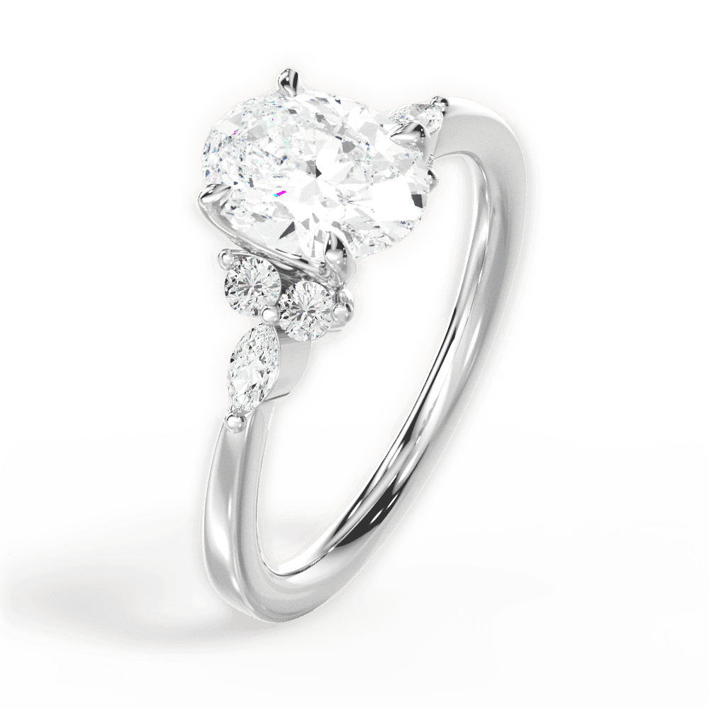 14kt White Gold/18kt White Gold/Platinum/oval/perspective
