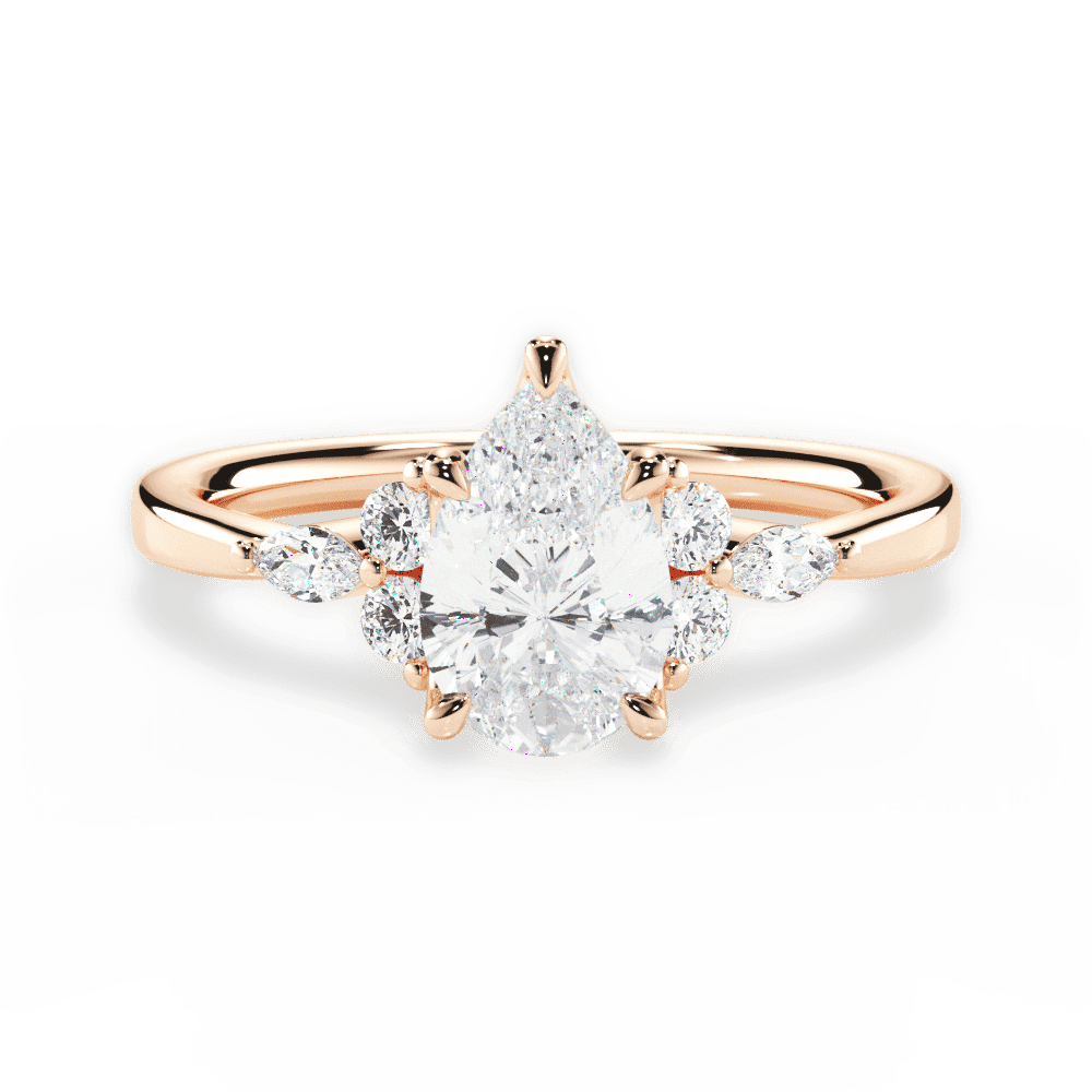 14kt Rose Gold/18kt Rose Gold/pear/top