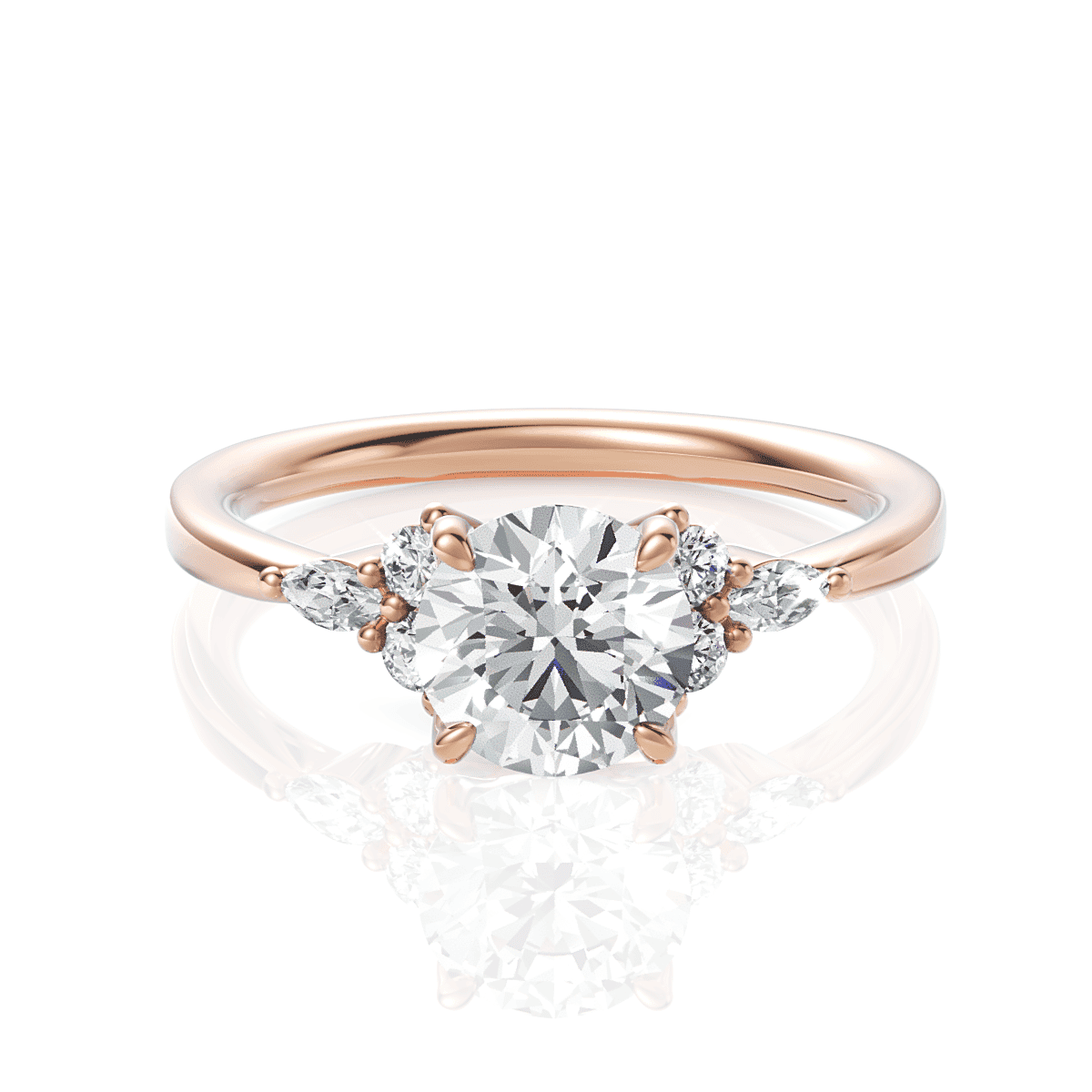 14kt Rose Gold/18kt Rose Gold/round/top