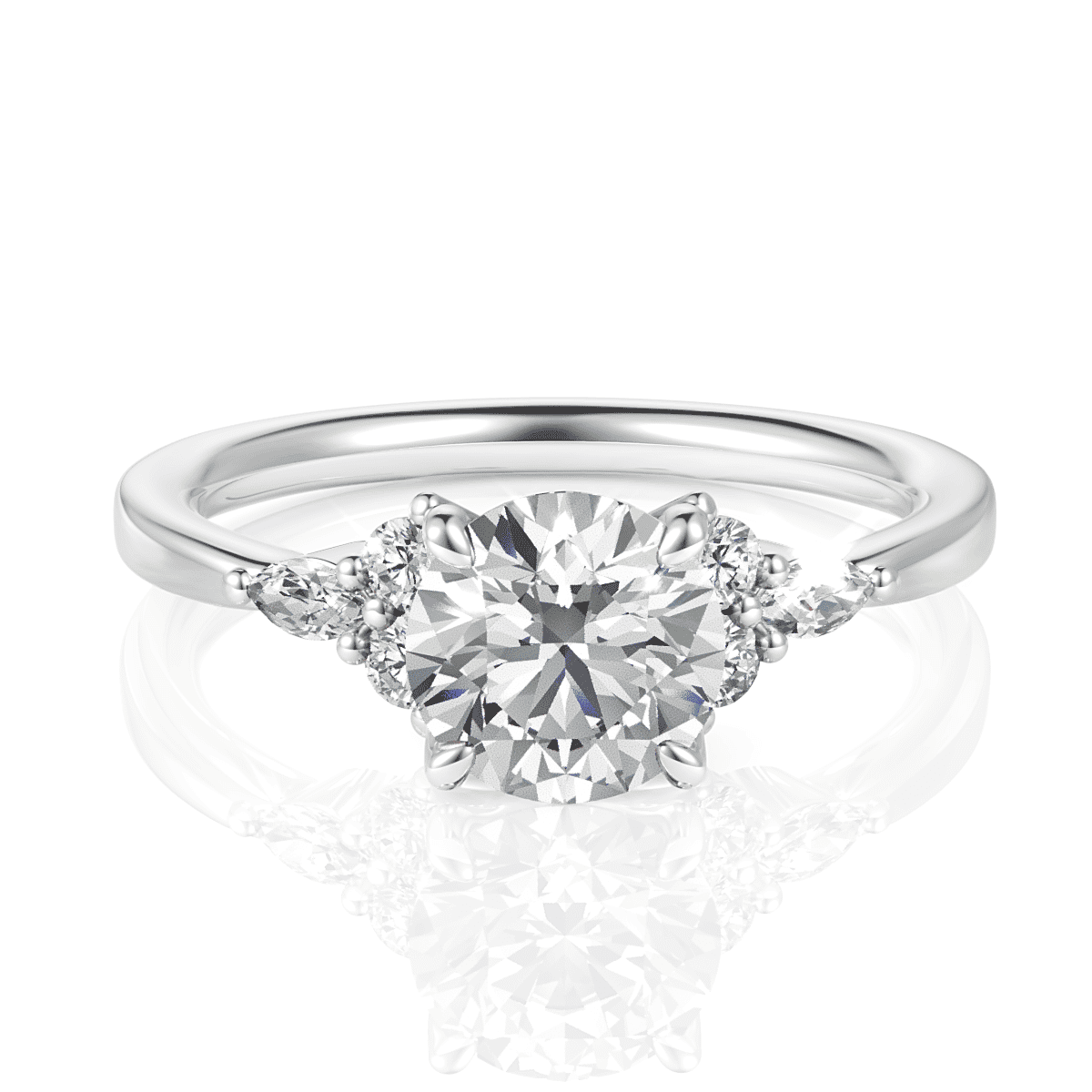 14kt white gold/18kt white gold/platinum/round/top