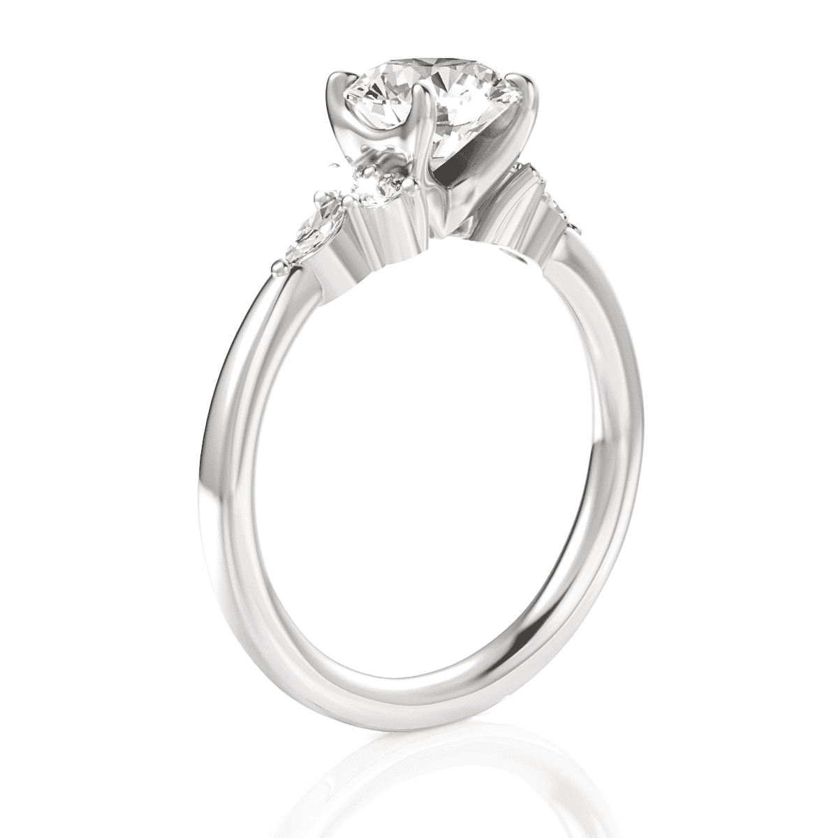 14kt White Gold/18kt White Gold/Platinum/round/front