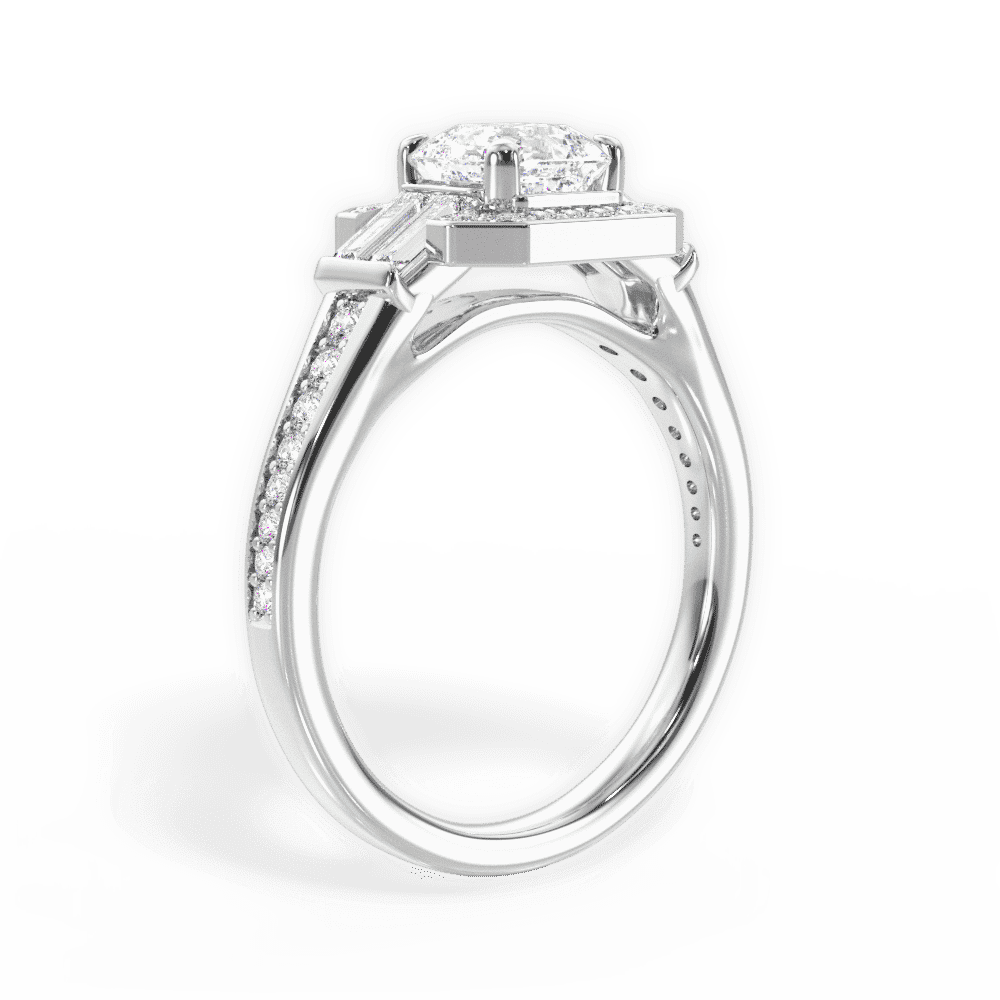 14kt White Gold/18kt White Gold/Platinum/asscher/front