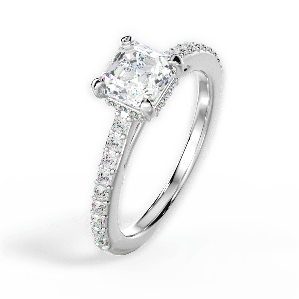 14kt White Gold/18kt White Gold/Platinum/asscher/perspective