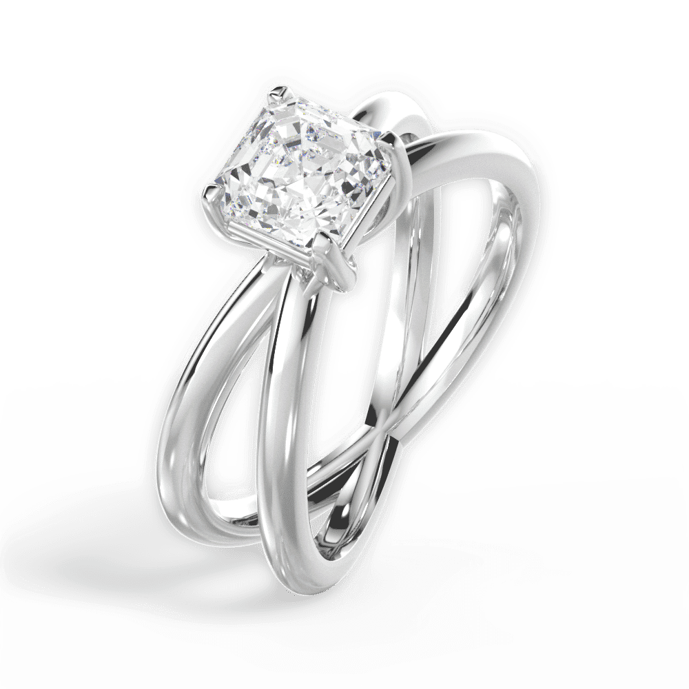 14kt White Gold/18kt White Gold/Platinum/asscher/perspective