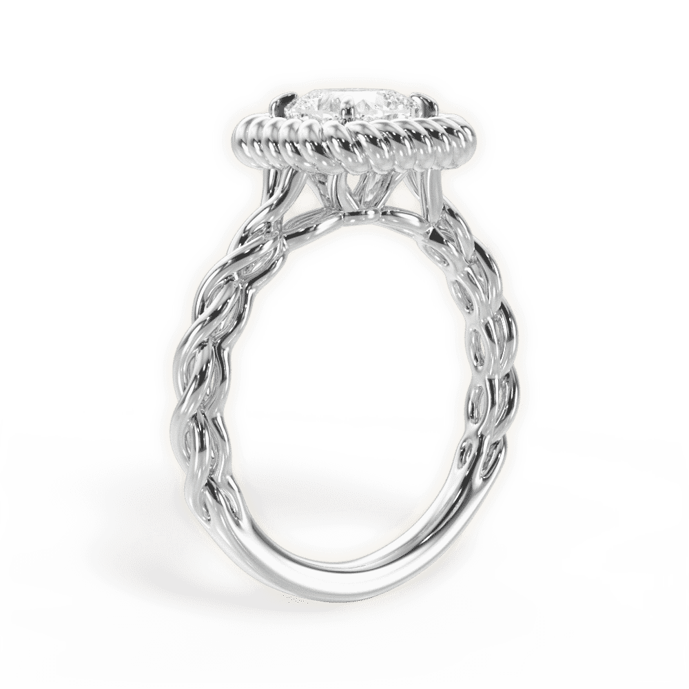 14kt White Gold/18kt White Gold/Platinum/cushion/front