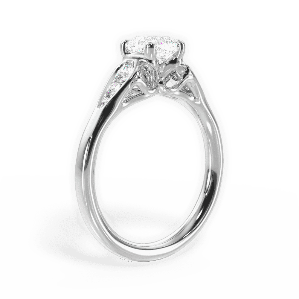 14kt White Gold/18kt White Gold/Platinum/cushion/front
