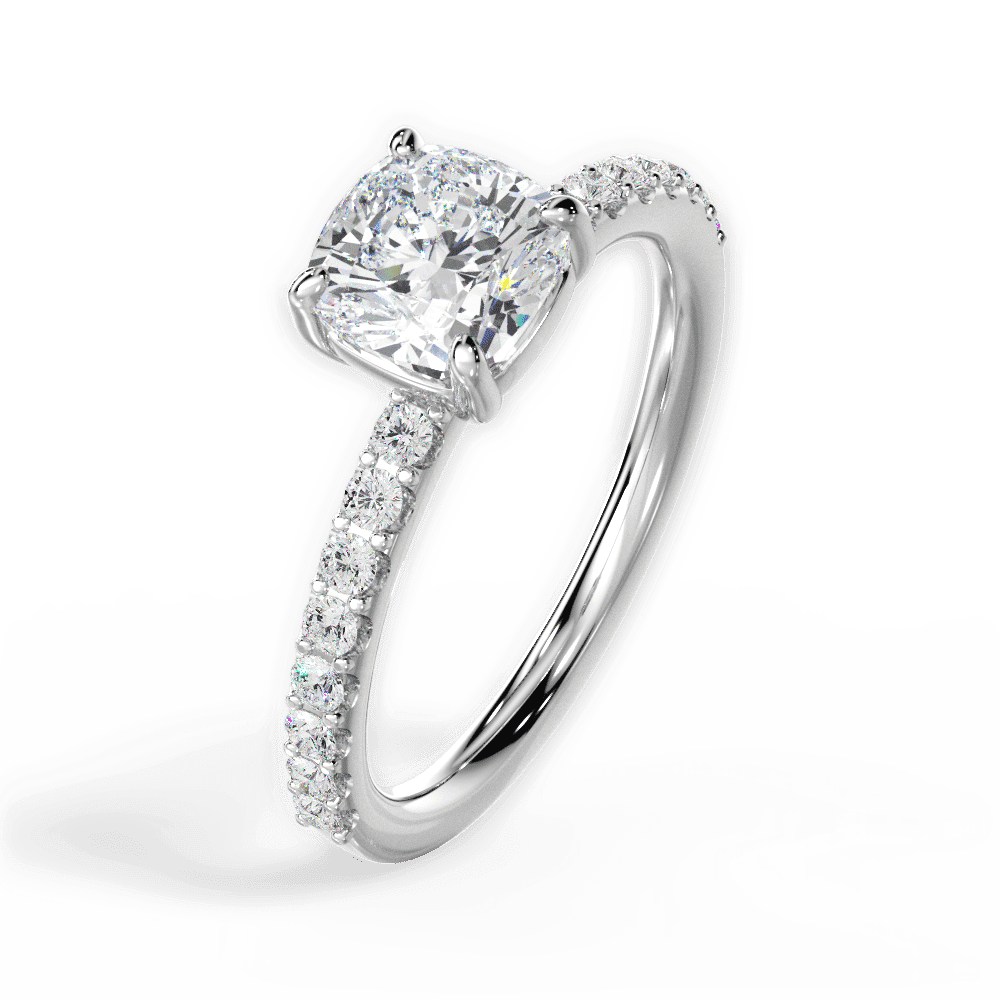 14kt White Gold/18kt White Gold/Platinum/cushion/front