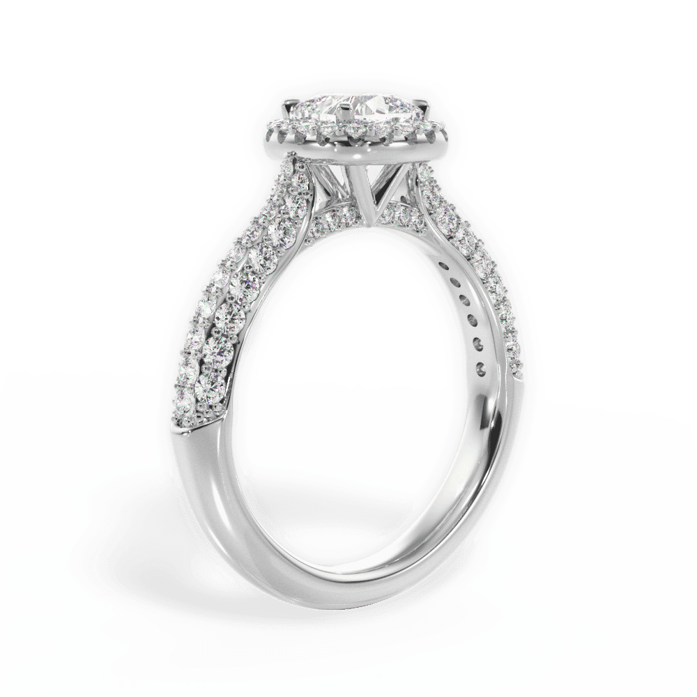 14kt White Gold/18kt White Gold/Platinum/cushion/front