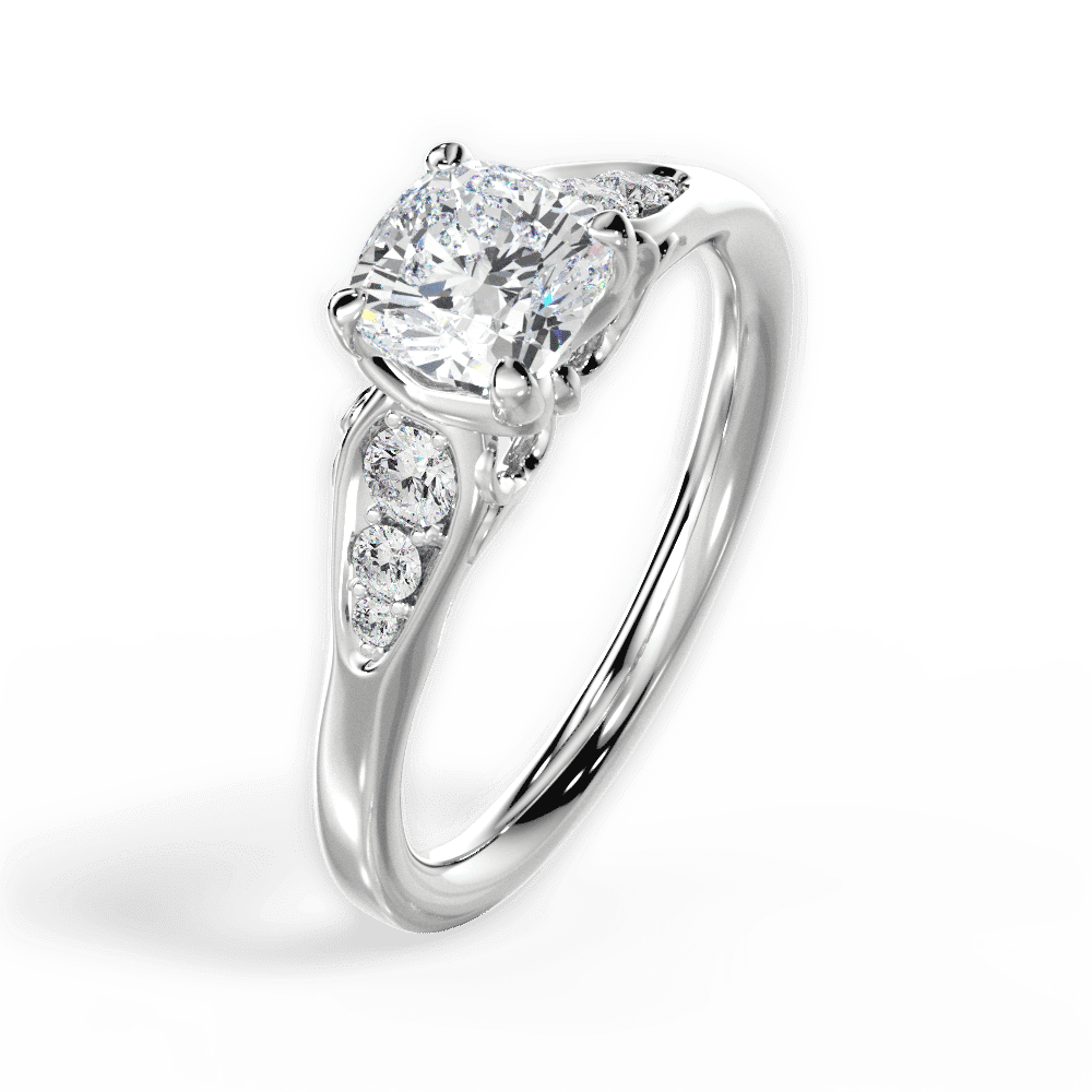 14kt White Gold/18kt White Gold/Platinum/cushion/perspective