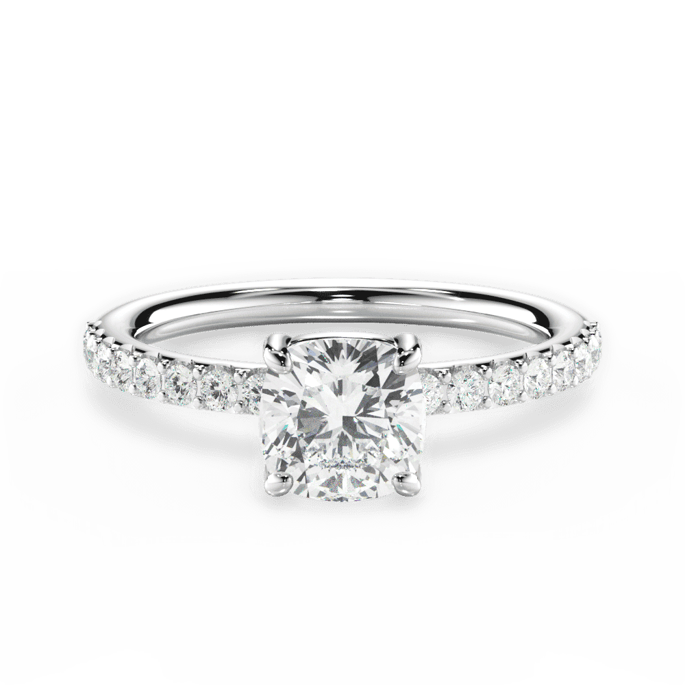 14kt White Gold/18kt White Gold/Platinum/cushion/top