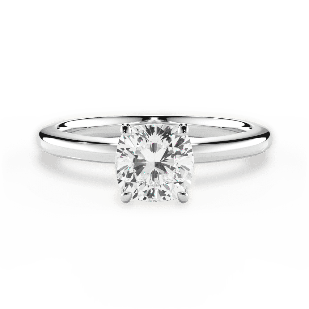 14kt White Gold/18kt White Gold/Platinum/cushion/top