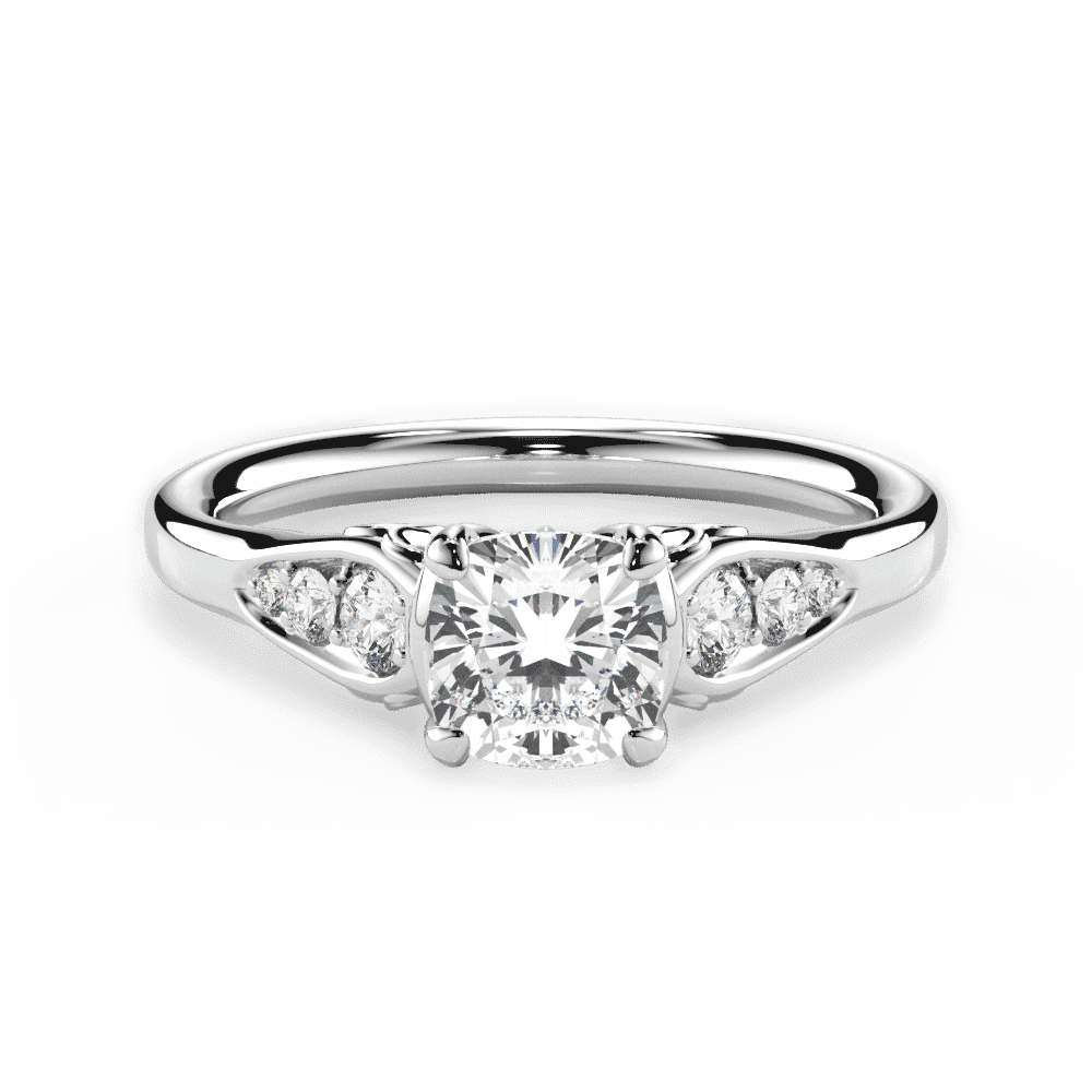 14kt White Gold/18kt White Gold/Platinum/cushion/top