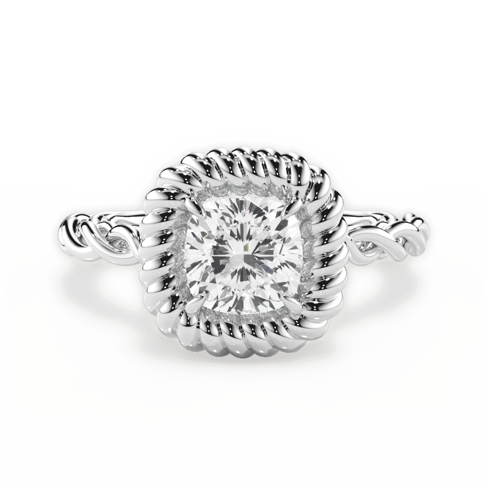 14kt White Gold/18kt White Gold/Platinum/cushion/top