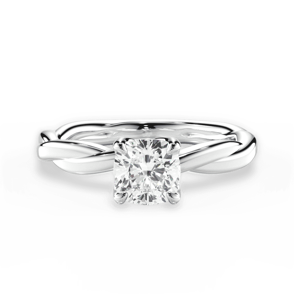 14kt White Gold/18kt White Gold/Platinum/cushion/top