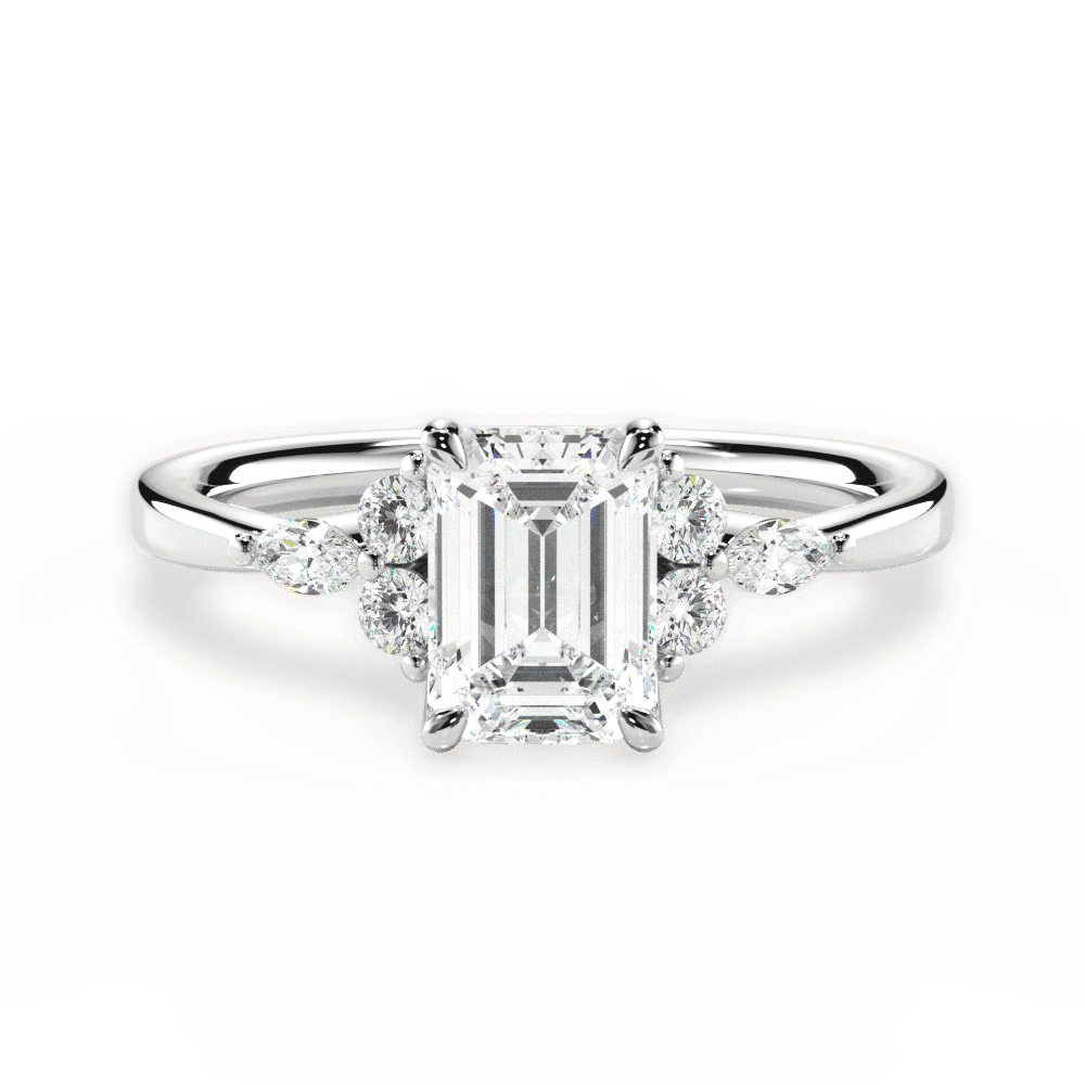 14kt White Gold/18kt White Gold/Platinum/emerald/top