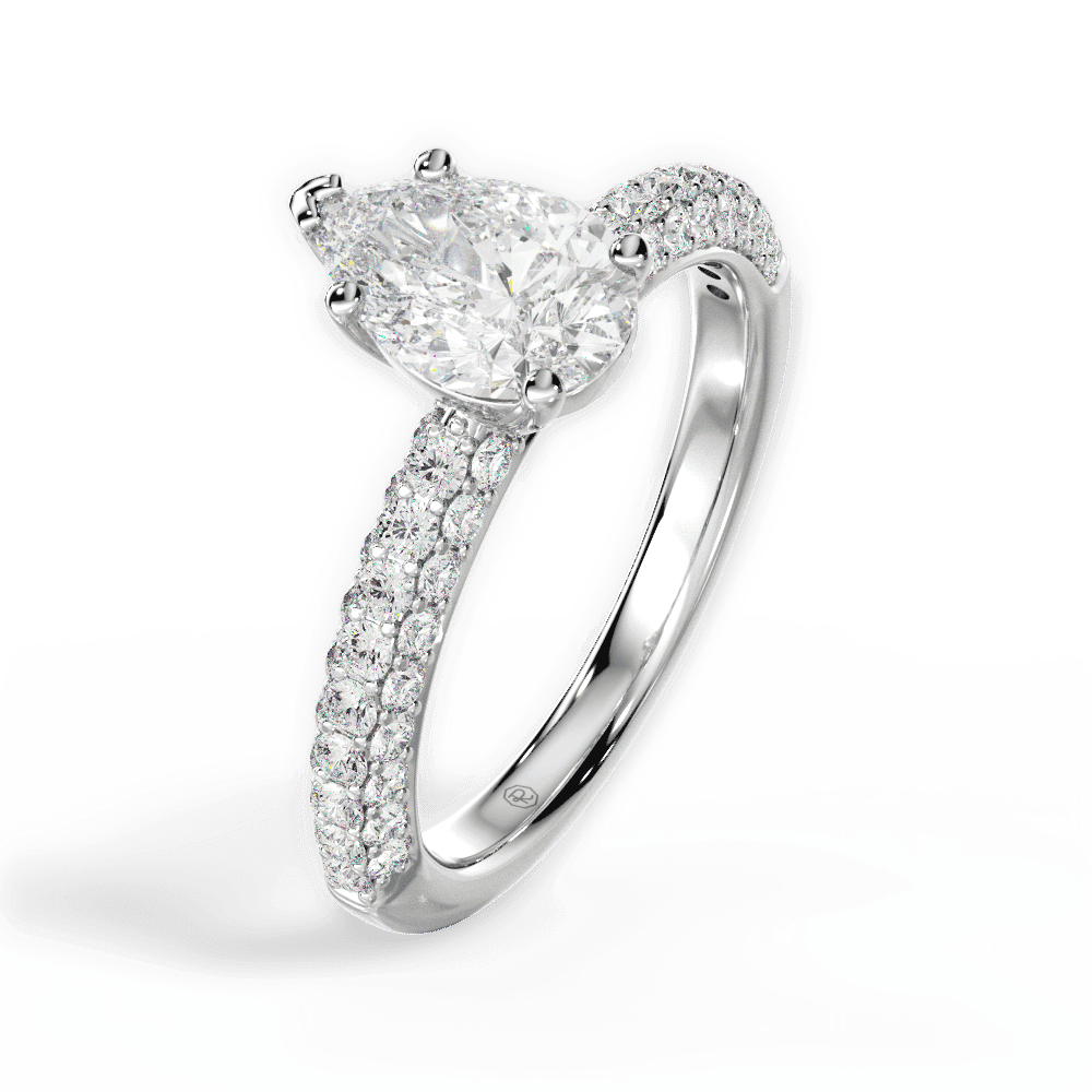 14kt White Gold/18kt White Gold/Platinum/pear/perspective