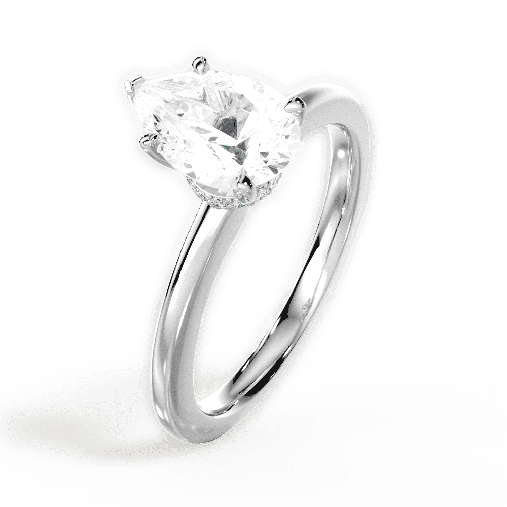 14kt White Gold/18kt White Gold/Platinum/pear/side