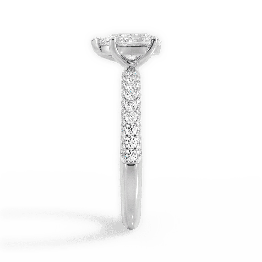 14kt White Gold/18kt White Gold/Platinum/pear/side