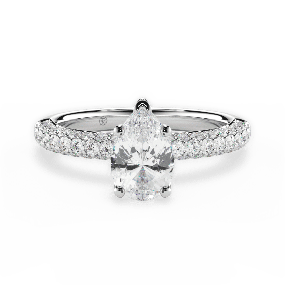 14kt White Gold/18kt White Gold/Platinum/pear/top