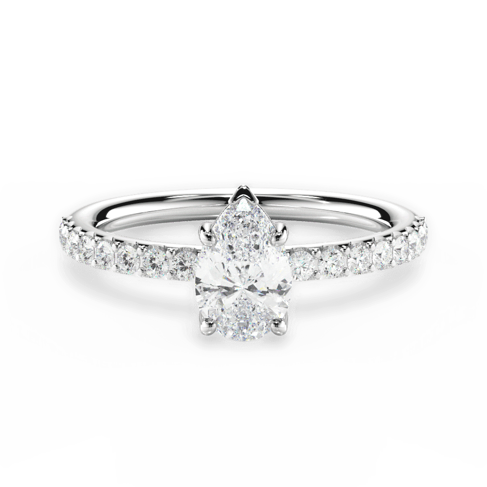 14kt White Gold/18kt White Gold/Platinum/pear/top